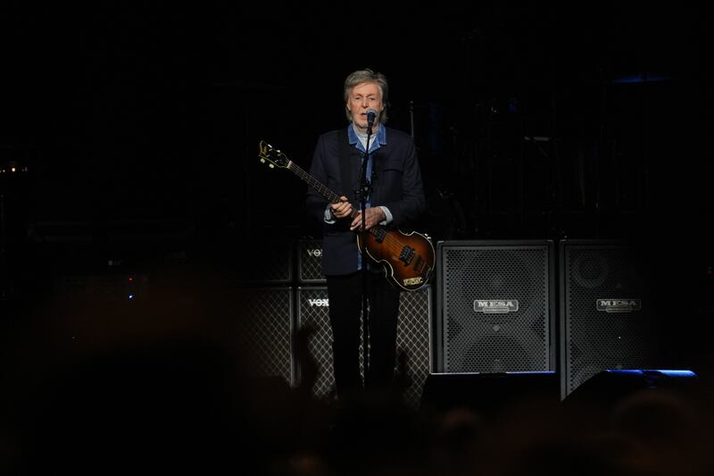 Sir Paul McCartney in action on the first of two nights at the O2