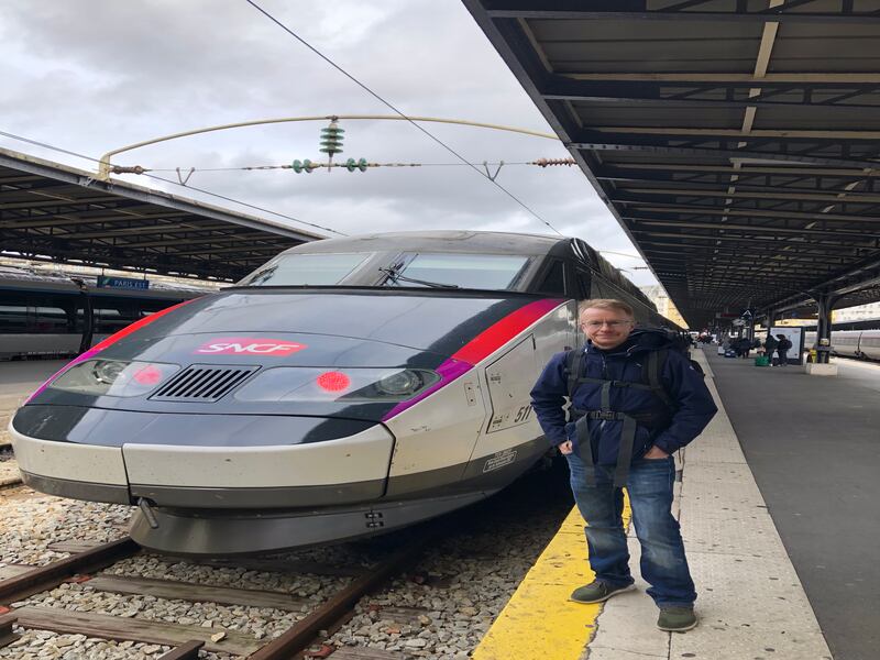 Tom preparing to explore Europe by rail