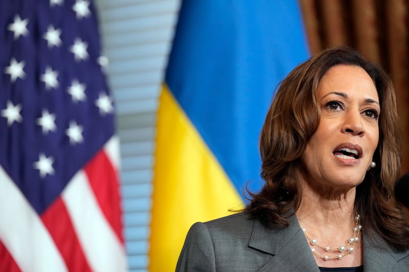 Democratic presidential nominee Kamala Harris said that calls for Ukraine to cede territory to Russia were ‘dangerous and unacceptable’ (Jacquelyn Martin/AP)