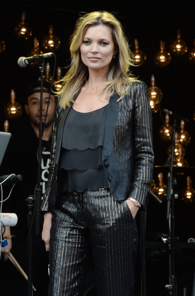 Moss took to a stage on Oxford Street to launch her one-off Topshop collection in 2014