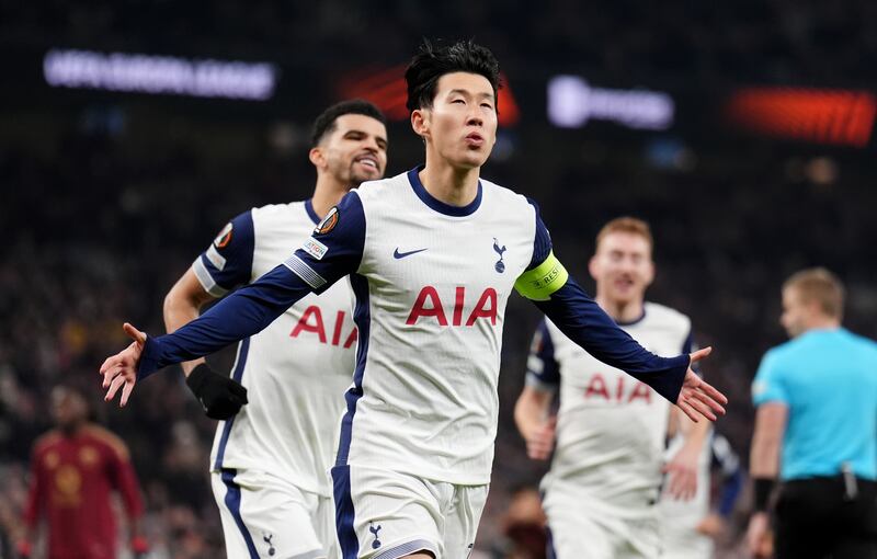 Son Heung-Min celebrates scoring the opening goal