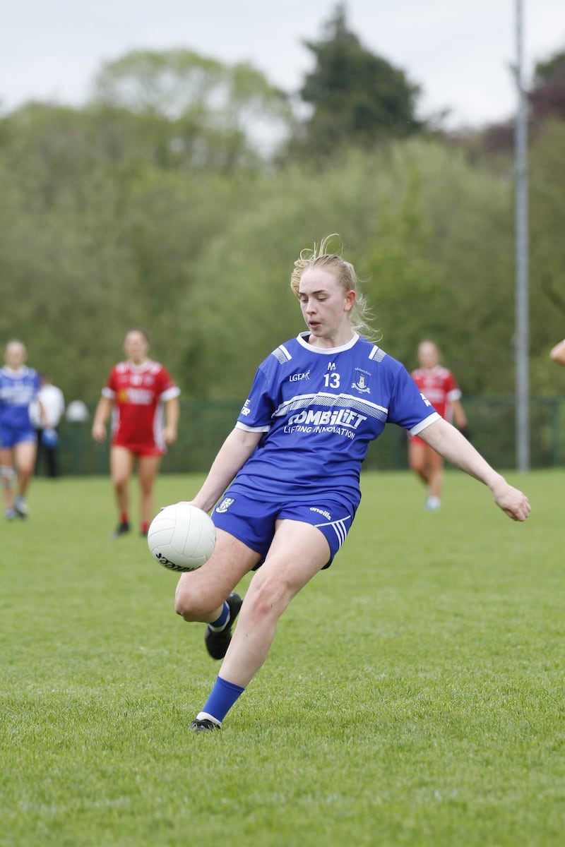 Leanne Maguire in action for Monaghan against Laois in the Lidl NFL against Laois earlier this year at Éire Óg Na Mullai in Smithborough.