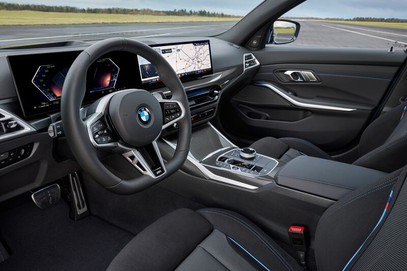 Inside, features BMW’s latest 8.5-inch curved infotainment display. (Credit: BMW Press)