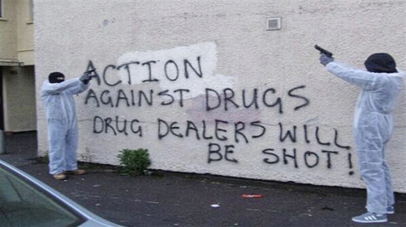 Armed members of Action Against Drugs pictured in the New Lodge area of north Belfast several years ago. The group is known to still be active there 