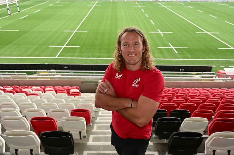 Pacemaker Press 24-09-2024: Ulster Rugbys Werner Kok pictured during a press conference to discuss the upcoming United Rugby Championship Round 2 fixture between Ulster Rugby and Emirates Lions at Emirates Airline Park. (Saturday 28 September, KO: 11.55am)
Picture By: Arthur Allison/Pacemaker Press.