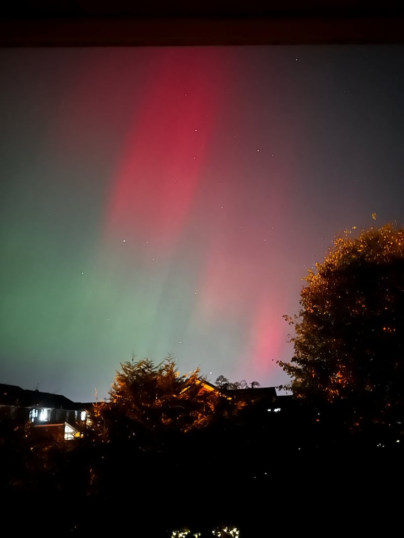 The lights lit up the sky in the BT17 area of Belfast. Credit: Brenda Mooney