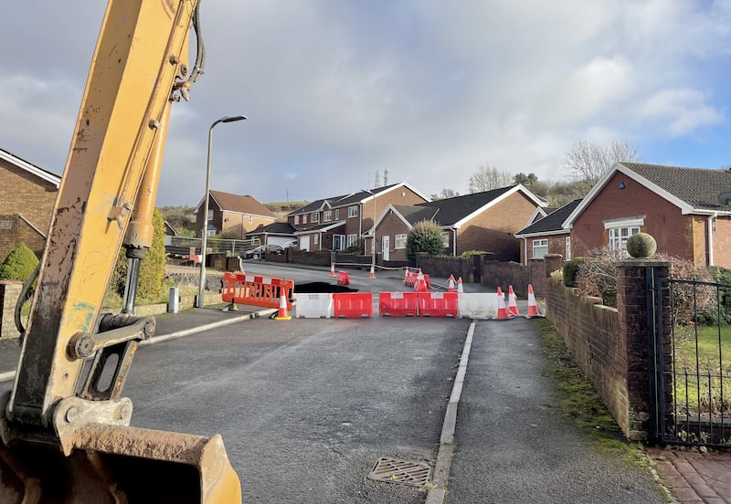 The sinkhole at the home in Merthyr Tydfil