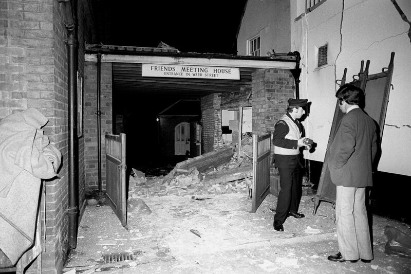 The wrecked Horse and Groom public house in Guildford which was bombed in 1974