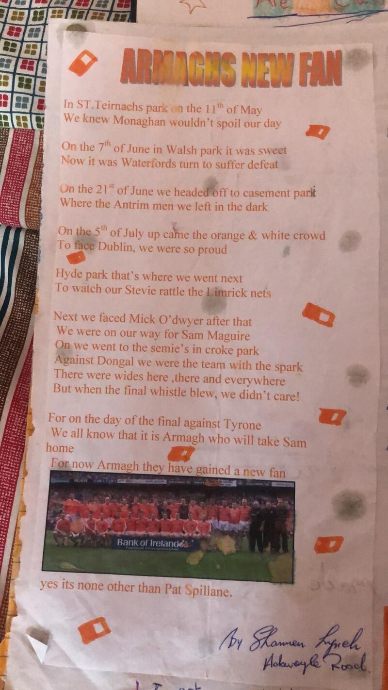 A picture of a poem by an Armagh supporter, the poem is titled 'Armagh's new fan'