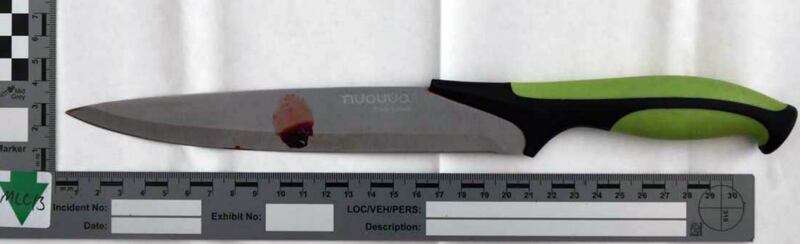 The knife allegedly used to fatally attack 14-year-old Scarlett Vickers