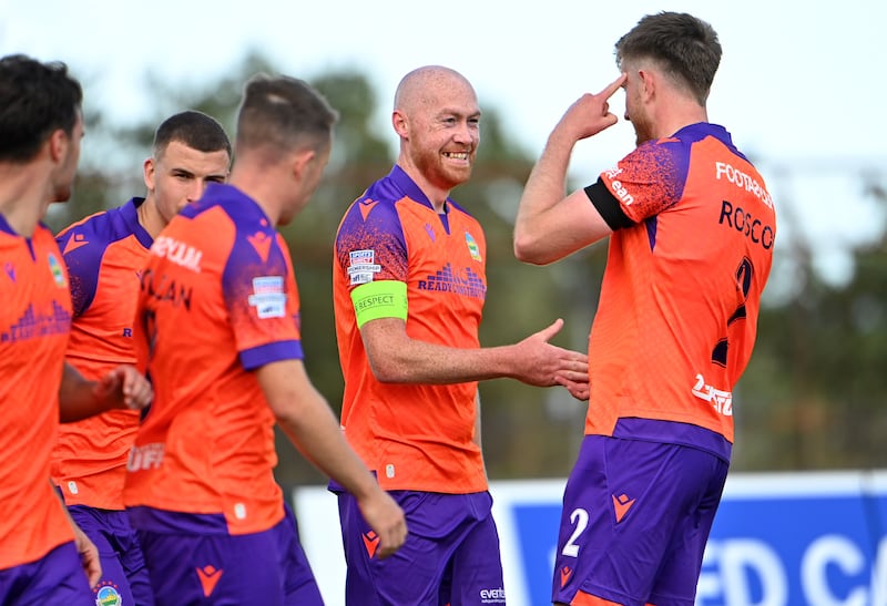 Linfield skipper Chris Shiels after putting his side 2-0 ahead at Ballymena Showgrounds on Saturday afternoon