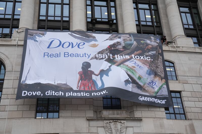 Activists outside Unilever’s headquarters in central London