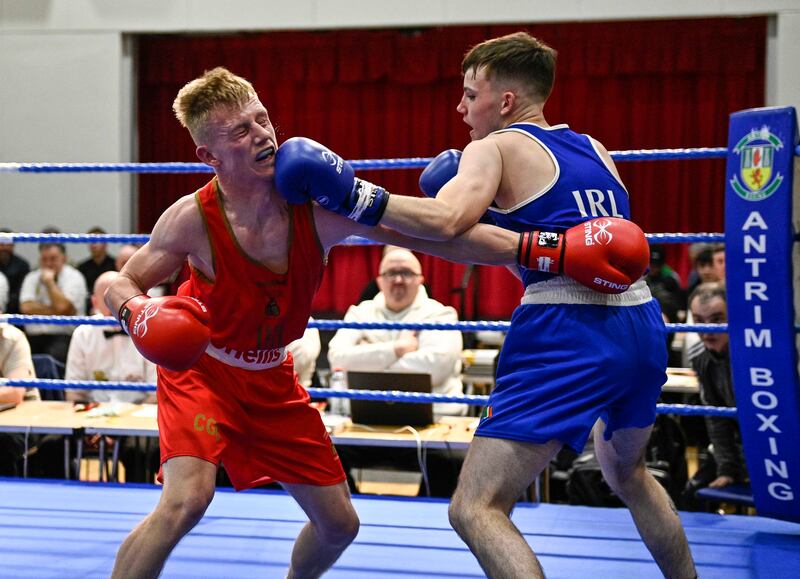 Letterkenny teenager Jack Harkin impressed on the way to beating Matthew Boreland in Friday's 54kg final. Picture by Mark Marlow