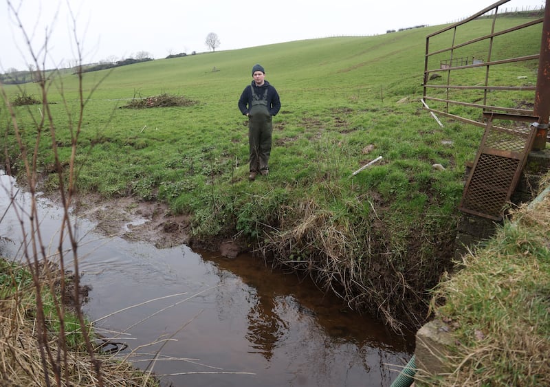 Co Tyrone  Farmer Simon Wilson who is set up lose 20 acres of land for the new A5 dual carriageway.
PICTURE COLM LENAGHAN