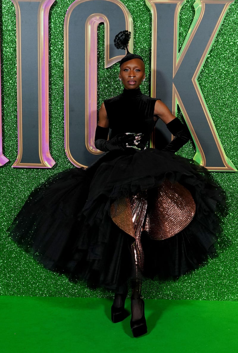 Cynthia Erivo wore a futuristic black gown to the London premiere