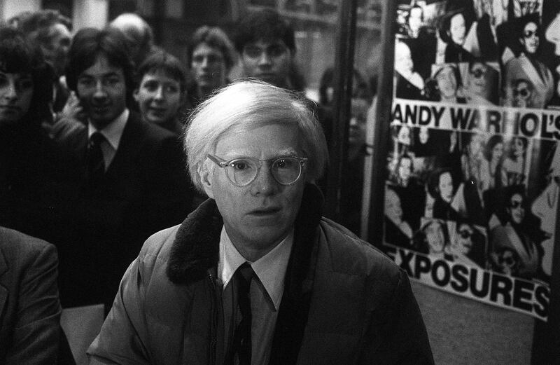 American artist Andy Warhol at the Arts Council Shop in London