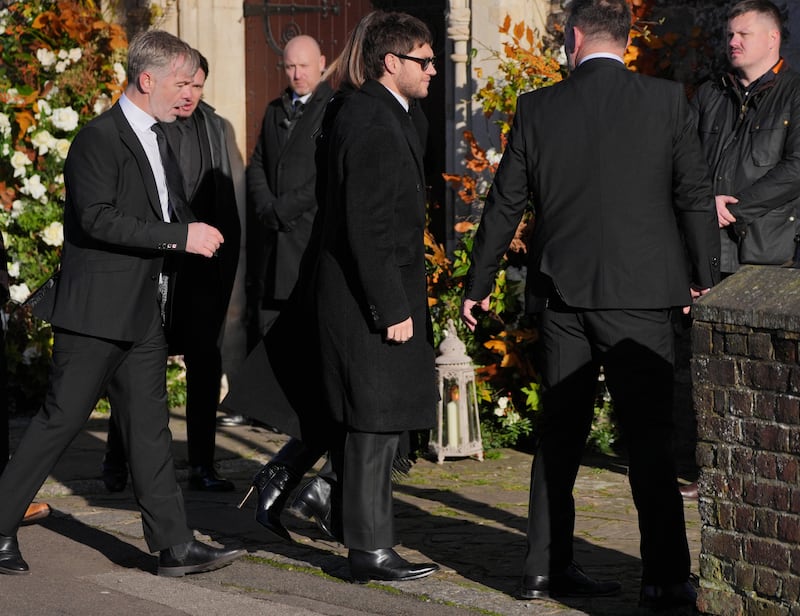 Former One Direction band member Niall Horan (centre) arrives for the funeral service of One Direction singer Liam Payne at St Mary’s Church in Amersham, Buckinghamshire