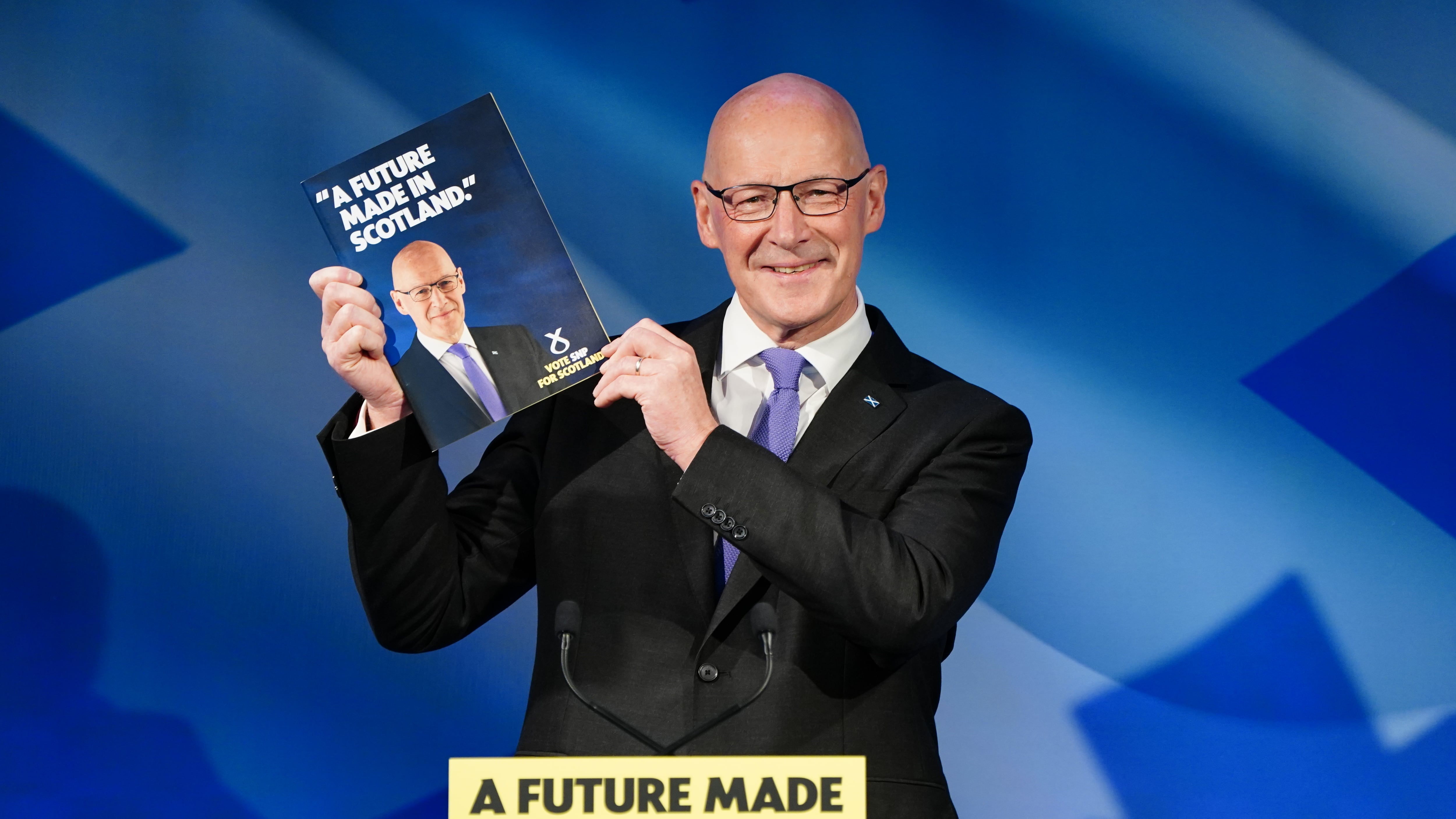 First Minister John Swinney launched the SNP manifesto in Edinburgh on Wednesday