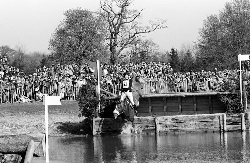 The princess falls from Stevie B at the Badminton Horse Trials in 1982