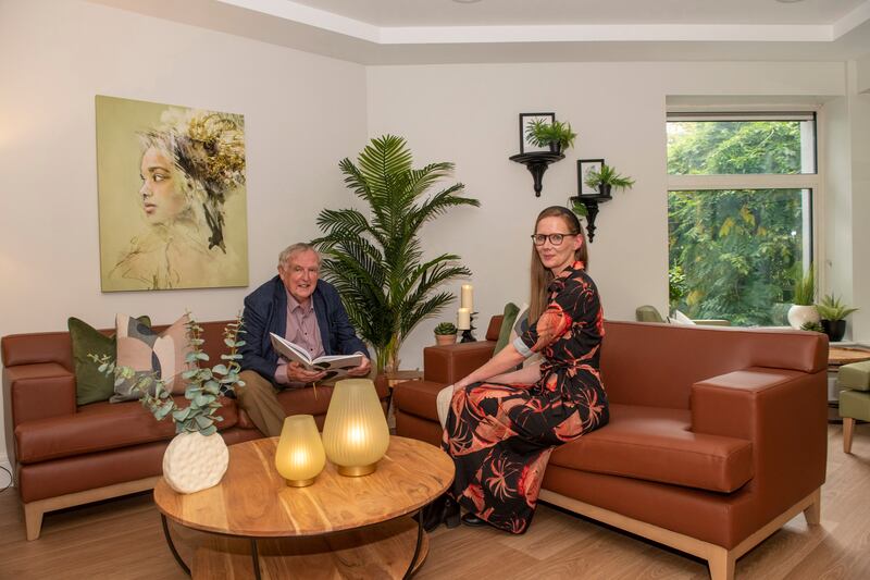 Dr Con Murphy with Mairead Lyons, end-of-life Care Co-ordinator at CUH, in one of the three newly renovated rooms at CUH