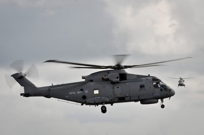 A Merlin Mk 2 aircraft at Royal Naval Air Station Culdrose, Cornwall