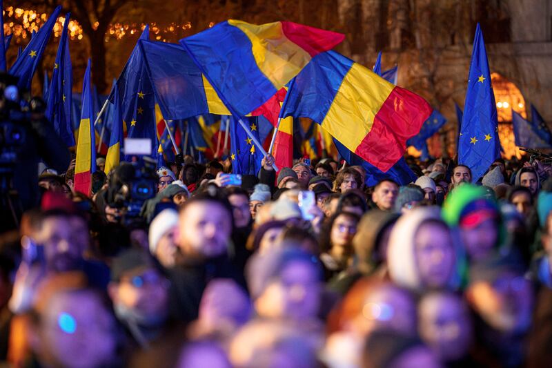 A pro-European rally was held following the first round vote (AP)