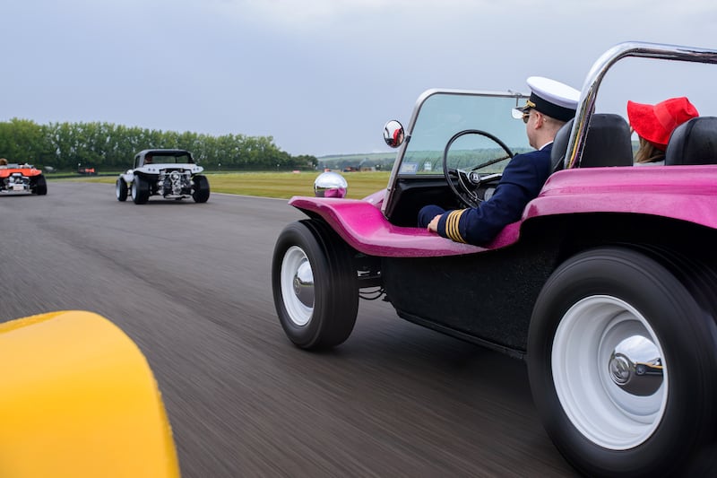 Meyers Manx beach buggies on the track at Goodwood