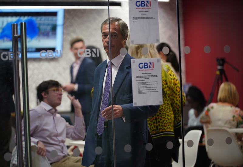 Nigel Farage during the launch event for GB News