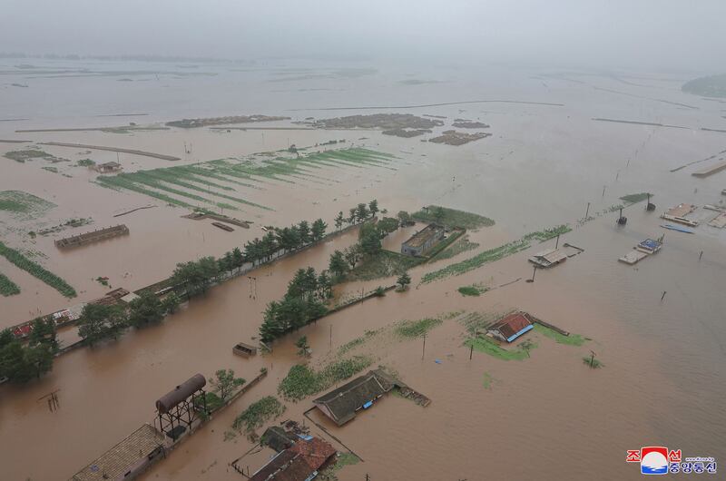 Flooding devastated many areas of the west (Korean Central News Agency/Korea News Service via AP)