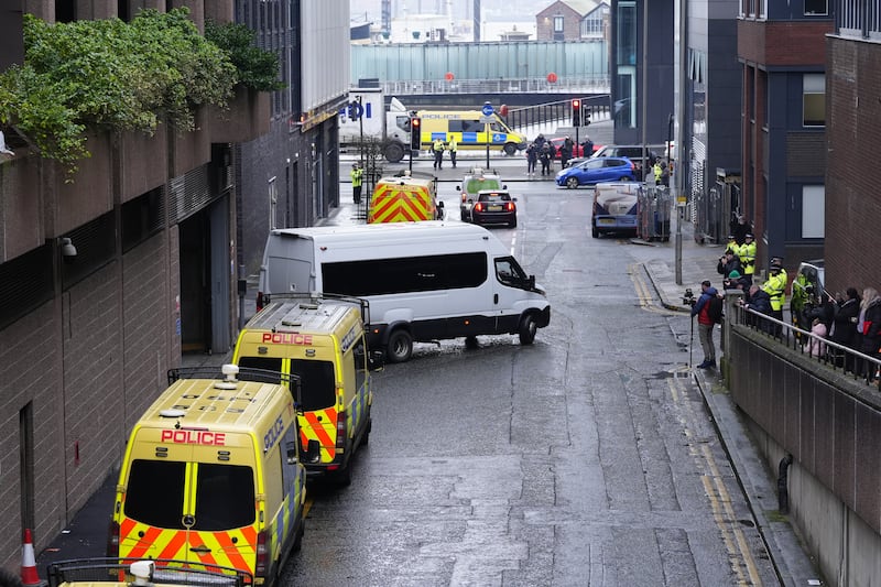 A prison van believed to contain Axel Rudakubana leaving Liverpool Crown Court