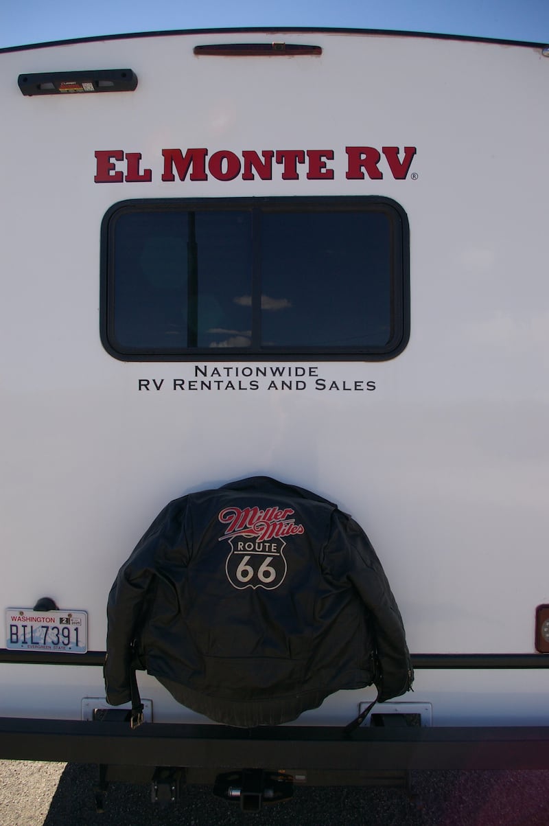 Route 66 then and now - Geoff's jacket from the original trip, and Bill the RV