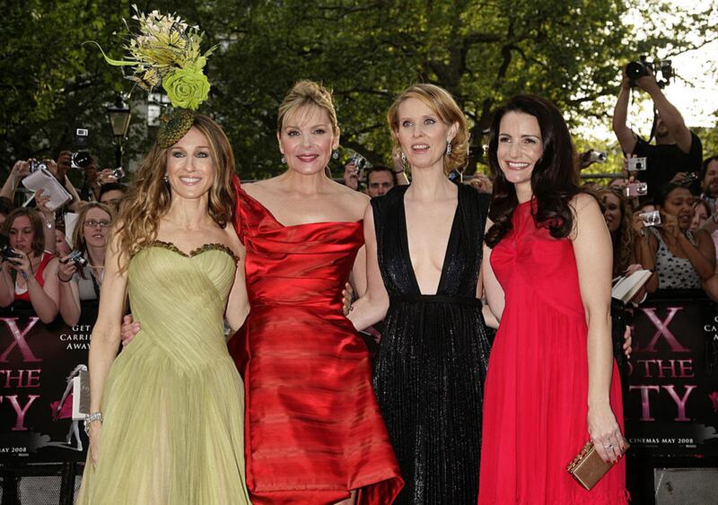 Sarah Jessica Parker, Kim Catrall, Cynthia Nixon and Kristin Davis arriving for the world premiere of Sex and the City movie in 2008 