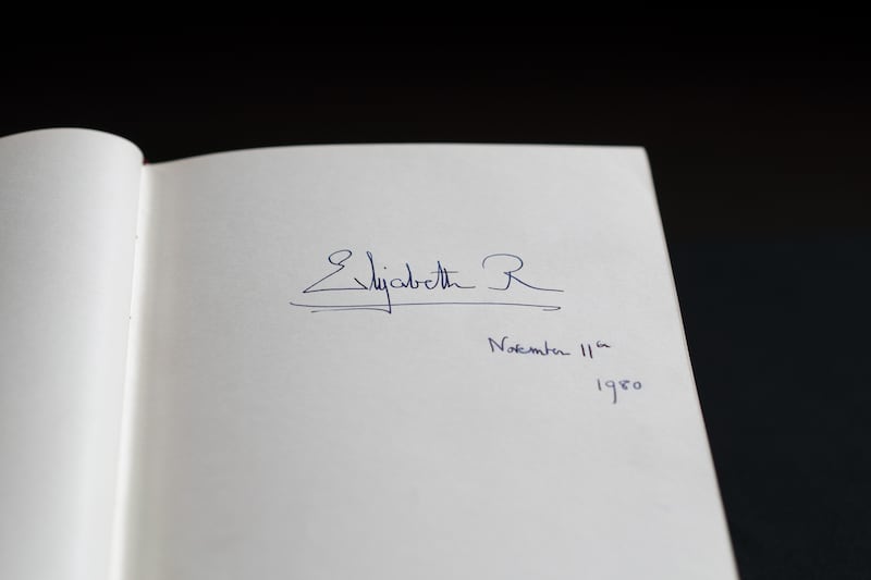 The signature of Queen Elizabeth II in one of the Downing Street Visitors Books