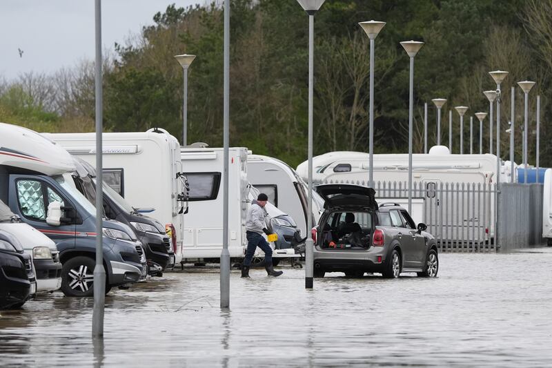 Flooding at a caravan storage site near Rope Walk