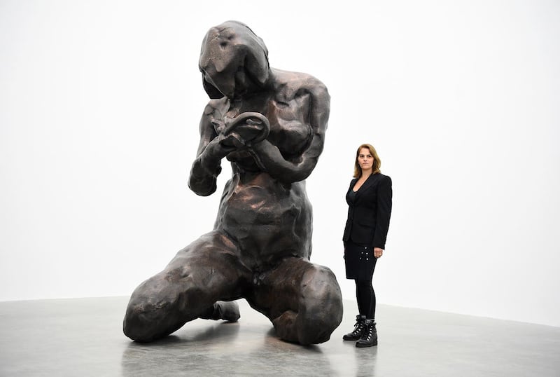 Tracey Emin with The Mother during a preview of her A Fortnight Of Tears exhibition