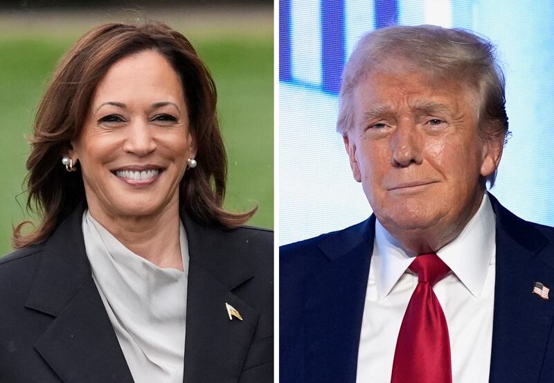 US vice president Kamala Harris, left, and Republican presidential candidate former President Donald Trump (AP)