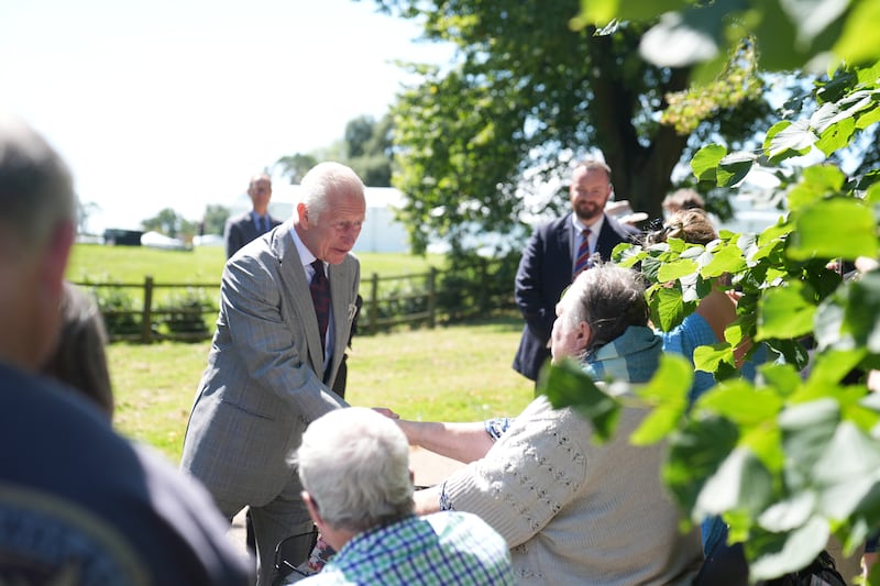 King Charles speaks with well-wishers after attending a Sunday church service at St Mary Magdalene Church in Sandringham, Norfolk