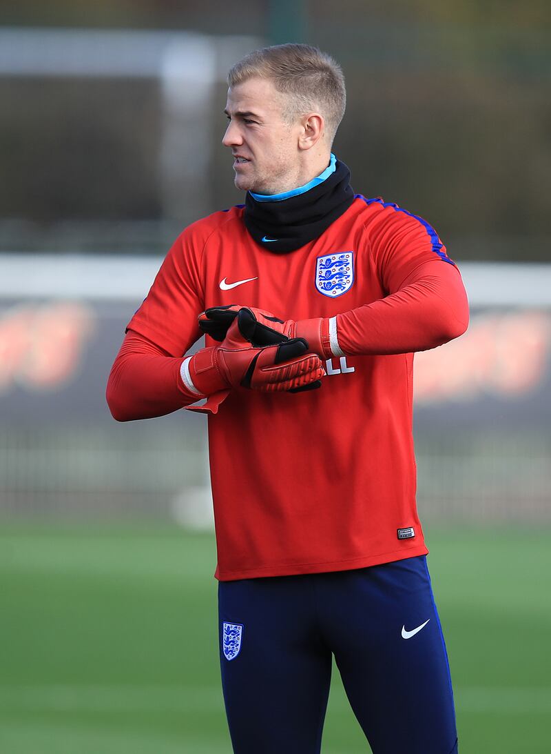 England goalkeeper Joe Hart during a training session at Enfield Training Ground