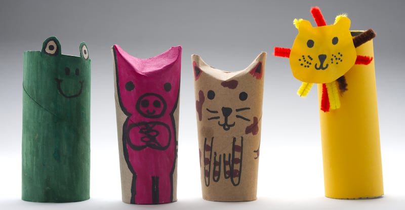 Cardboard roll animals