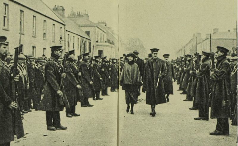 Lady Craig inspects a guard of honour of &#39;B&#39; Specials at the opening of an Orange hall in Kilkeel in this photo from The Illustrated London News edition of March 25 1922 