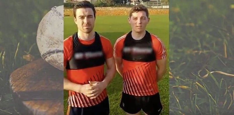 Armagh footballers Paddy Burns and Aidan Forker appear on the video 