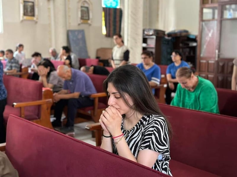 Parishioners in Holy Family Parish in Gaza City pray for peace PICTURE: ACN