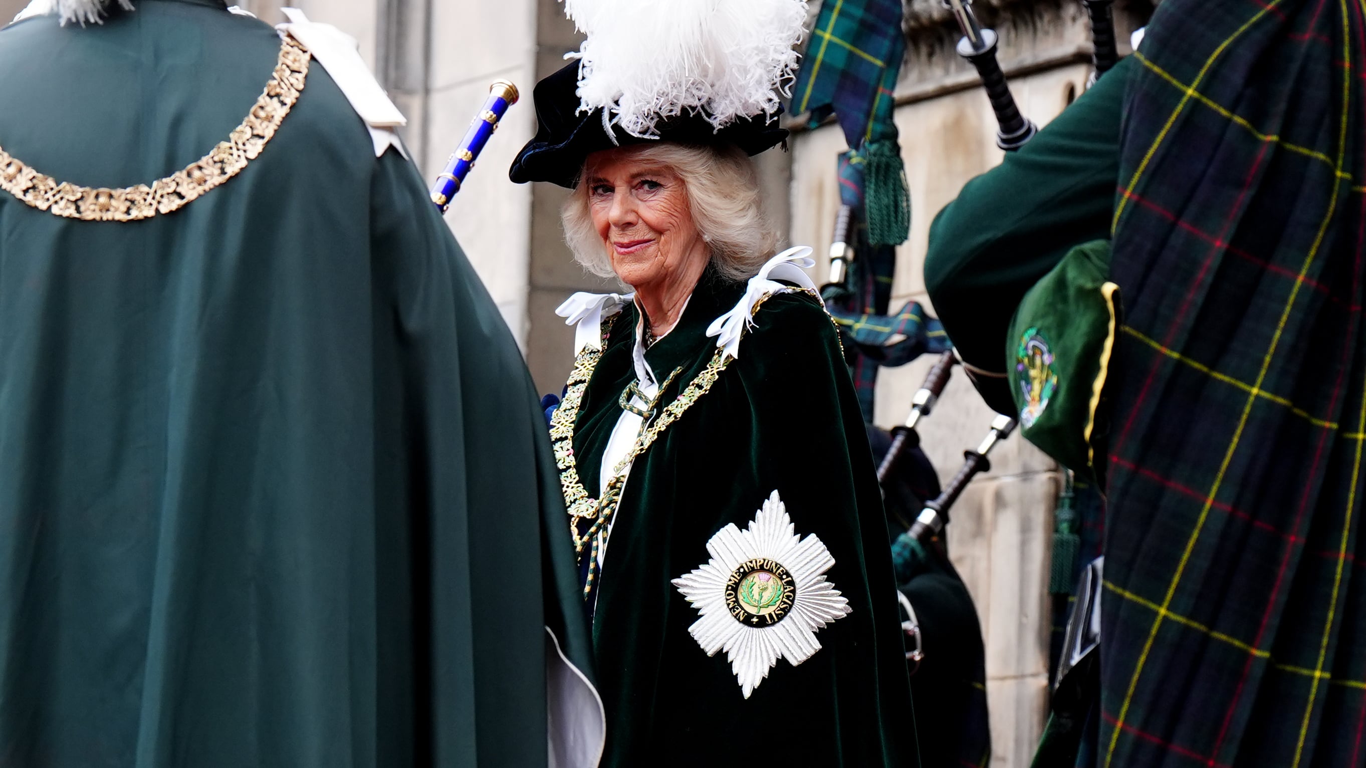 The Queen leaving the Order of the Thistle service at St Giles’ Cathedral in Edinburgh