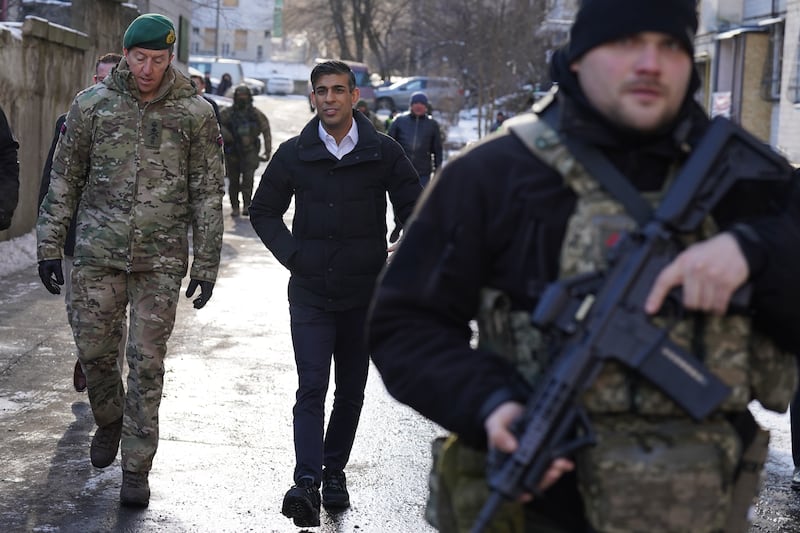 Prime Minister Rishi Sunak and General Gwyn Jenkins during a visit to Kyiv