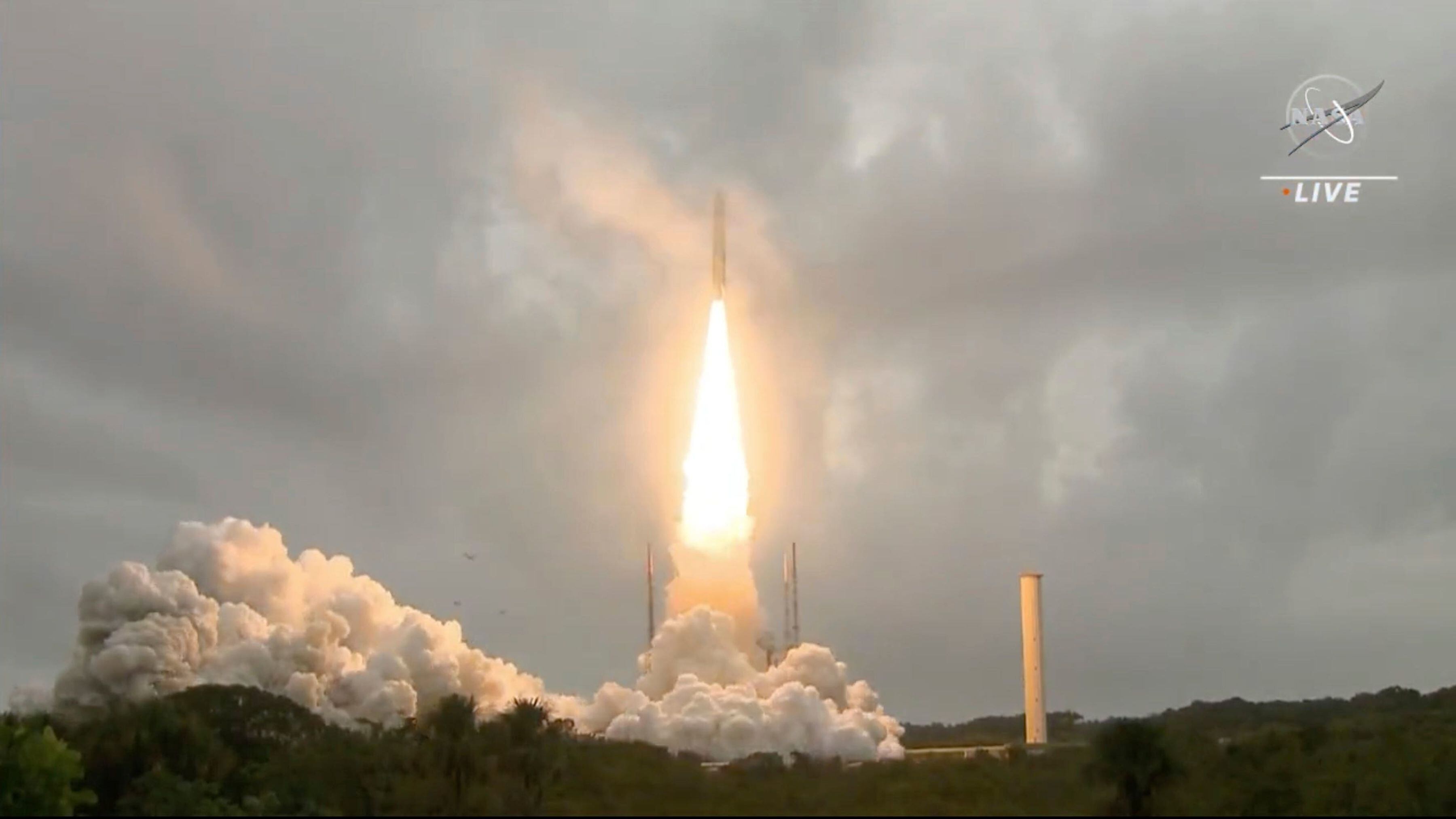 The James Webb Space Telescope blasted off from Kourou spaceport in French Guiana.