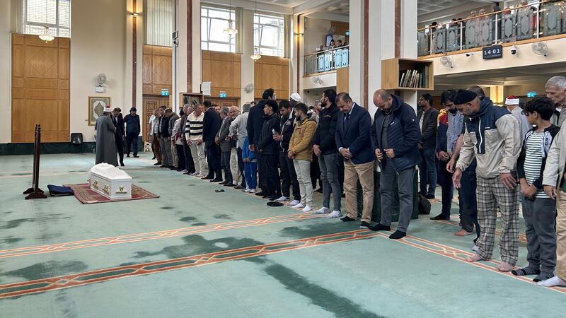 A prayer service for Dlava Mohamed at the Islamic Cultural Centre in Dublin (Cillian Sherlock/PA)