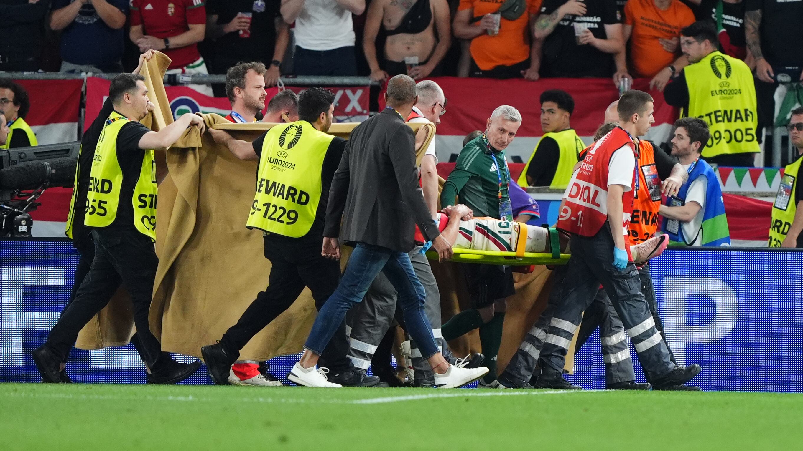 UEFA has defended the protocols used to treat Hungary’s Barnabas Varga, who was carried off on a stretcher in the Euro 2024 victory over Scotland