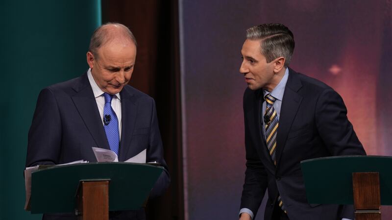 Fianna Fail leader Micheal Martin (left) and Fine Gael leader Simon Harris could take turns in the job of taoiseach in the next coalition