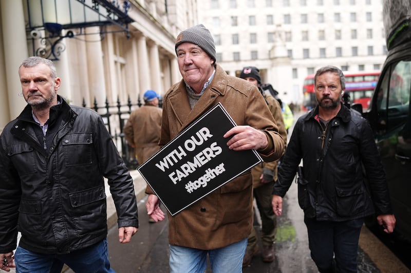 Jeremy Clarkson arrives in central London to join the farmers’ protest over the changes to inheritance tax