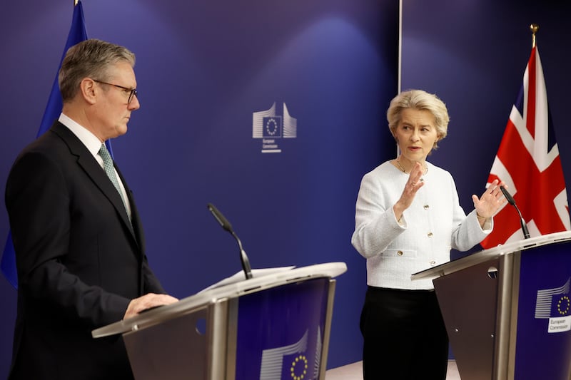 Sir Keir Starmer with European Commission President Ursula von der Leyen in Brussels (Omar Havana/AP)